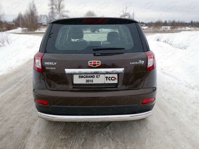 Защита заднего бампера овальная 75-42 мм ТСС для Geely Emgrand X7 2013-2016