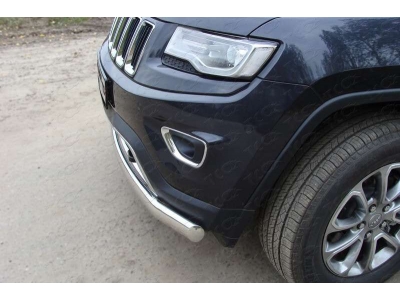 Защита передняя овальная длинная 75-42 мм ТСС для Jeep Grand Cherokee 2013-2021