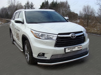 Накладка решётки радиатора 12 мм ТСС для Toyota Highlander 2014-2016