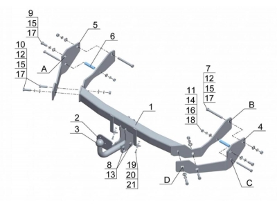 Фаркоп Avtos для Hyundai Santa Fe Classic 2000-2012