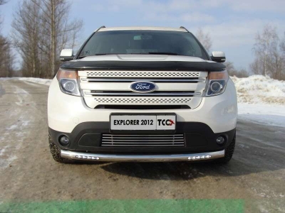 Защита переднего бампера с ДХО 76 мм ТСС для Ford Explorer 2011-2015